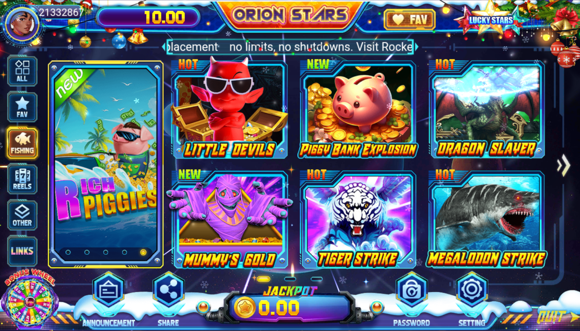 Fish games on Orionstar